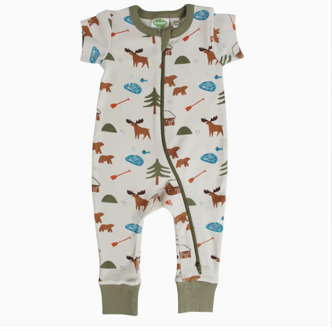 2 Way Zip Short Sleeve Romper | Oh Canada