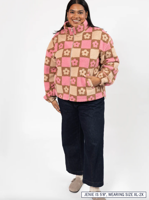 Teddy Floral Jacket | Light Pink/Oatmeal