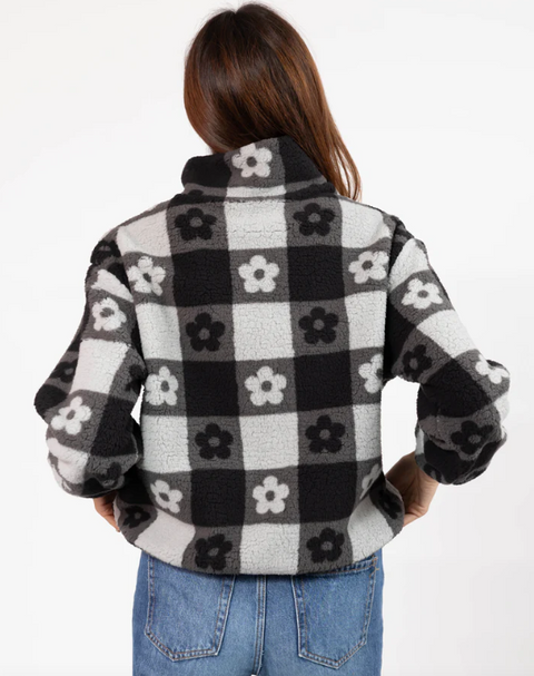 Teddy Floral Jacket | Midnight Black/Grey