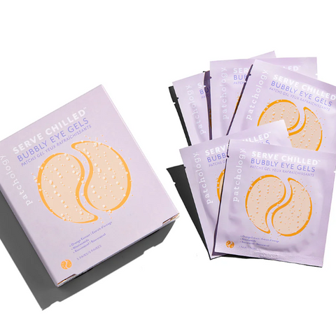 Packaging of bubble eye gels with a box on a white background