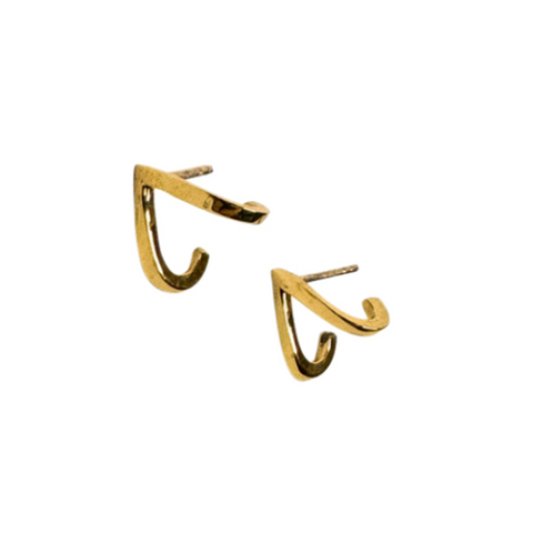 Gold hoop earrings on a white background