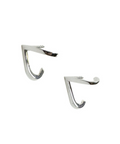 Two chrome hooks on a white background