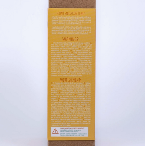 Brown rectangular package with text and a warning label on a white background