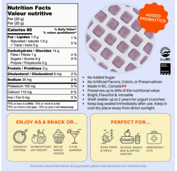 Yogurt Crunch | Freeze Dried Blueberries with Added Probiotics