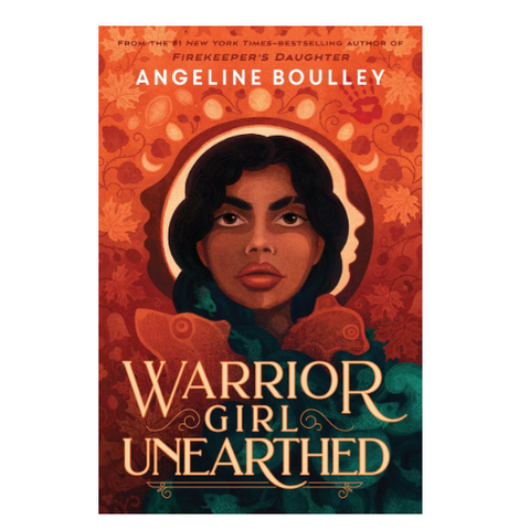 Book cover of 'Warrior Girl Unearthed' by Angeline Boulley on a website page.