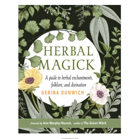 Book cover of 'Herbal Magick' by Gerina Dunwich on a website page.