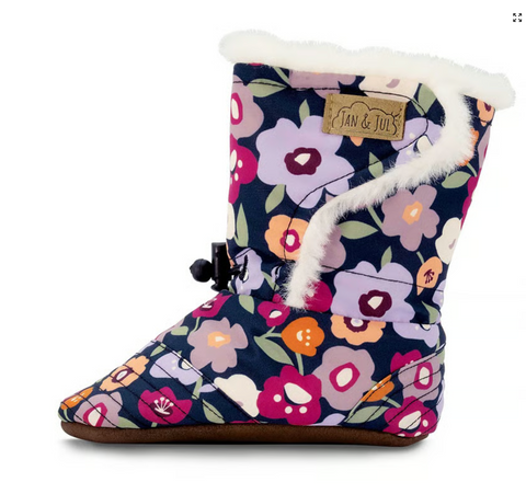 Baby Stay-Put Winter Booties | Winter Flowers