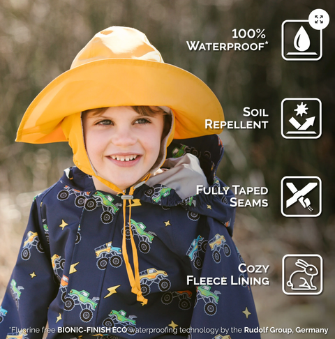 Kids Waterproof Rain Hats | Yellow