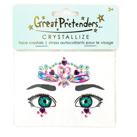 Packaging of Great Pretenders Crystallize face crystals with face illustrations on a white background.
