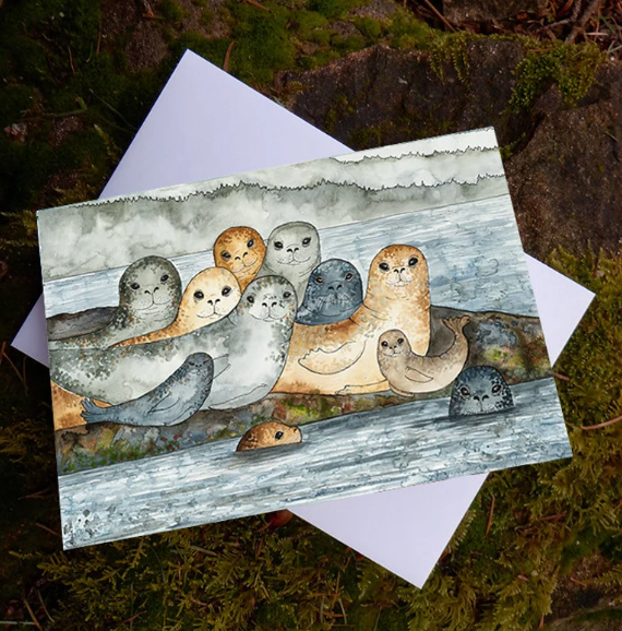 SPRINGTIDE - SEAL FAMILY ARTWORK CARD