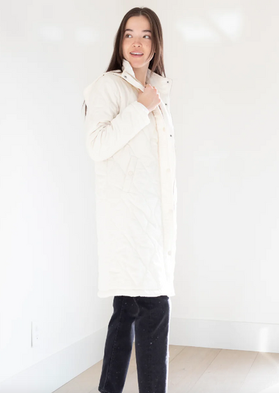 PRIV - ISABELLE QUILTED DOWN COAT | CREAM