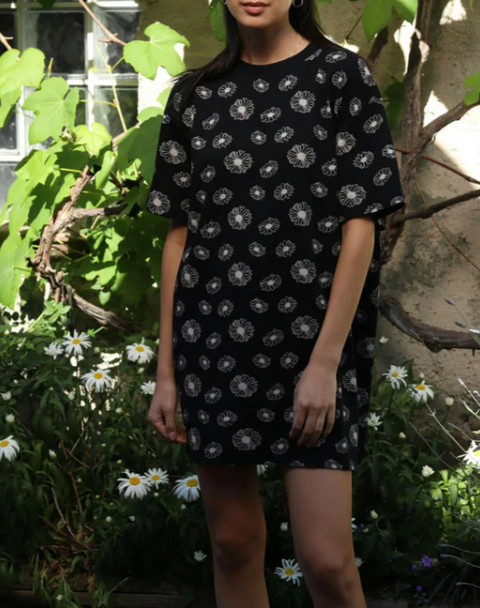 Oversized Tee Dress | Black Daisy