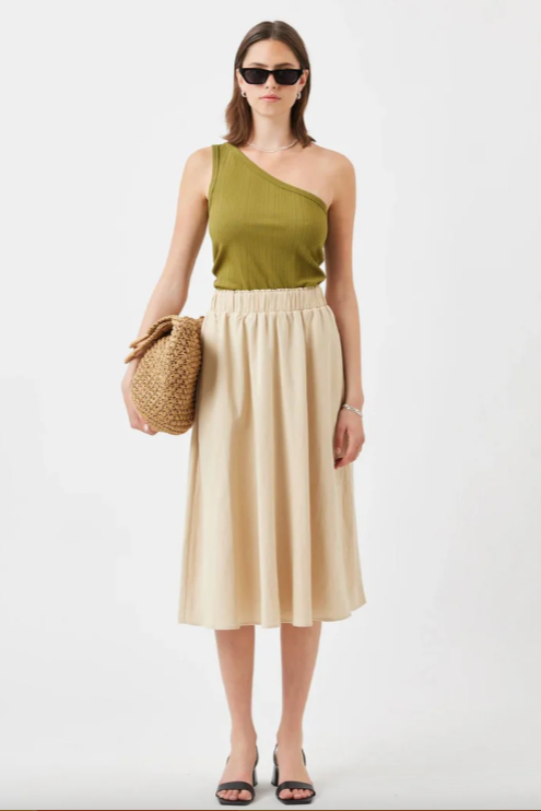 MINIMUM - RAGNAS MIDI SKIRT | BROWN RICE