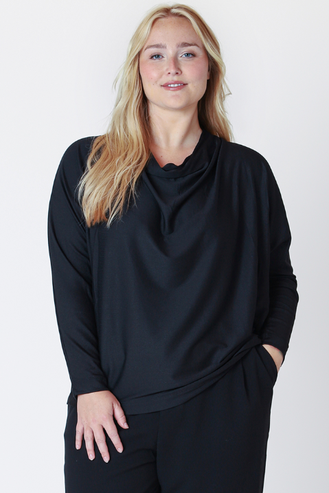 DEX PLUS - LS MOCK NECK RIBBED TOP | BLACK