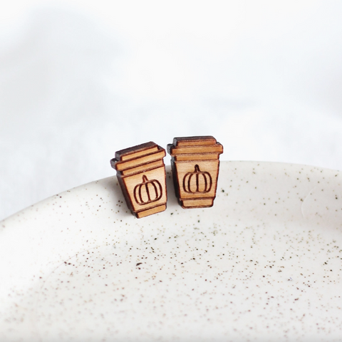 Pumpkin Latte Earrings | Laser-Cut Wood