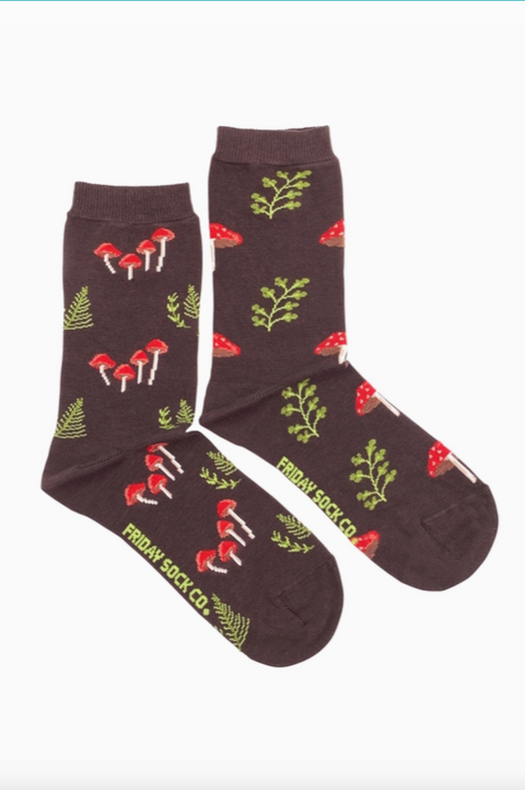 Womens Mismatched Socks | Mushroom Forest