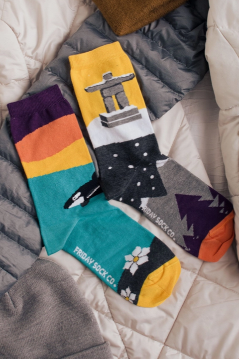 Mens Mismatched Socks | West Coast Canadian Landscape