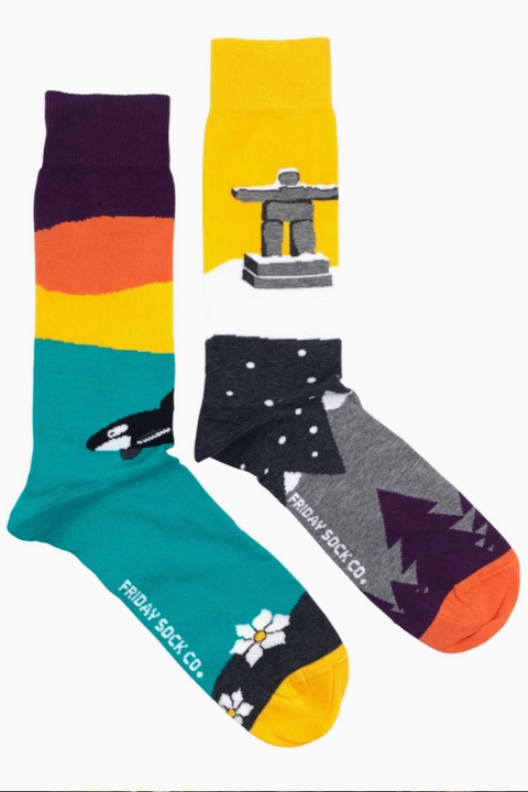 Mens Mismatched Socks | West Coast Canadian Landscape