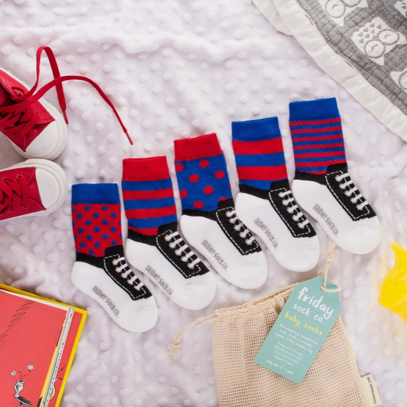 FRIDAY SOCKS - BABY MISMATCHED SOCKS | RED & BLUE SHOES