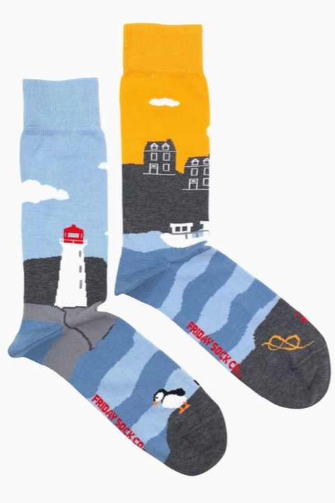 Mens Mismatched Socks | East Coast Canadian Landscape