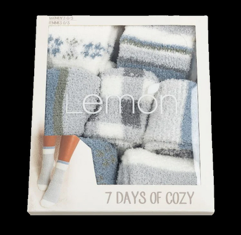 Lemon - 7Pk Cozy Sock Gift Box Set | Medium Grey O/S