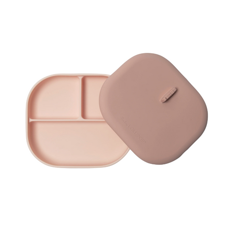 Silicone Divided Plate with Lid | Blush Pink