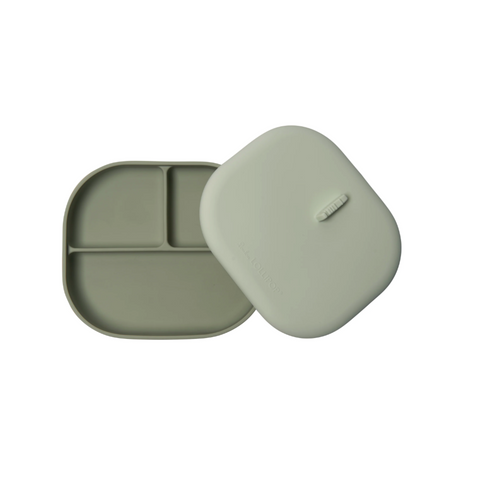 Silicone Divided Plate with Lid | Sage