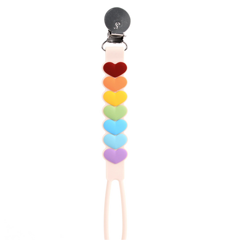 Pacifier Clip | Rainbow Hearts