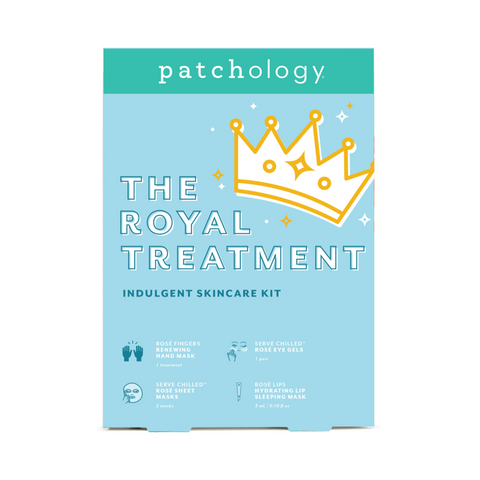 Patchology 'The Royal Treatment' skincare kit packaging on a white background