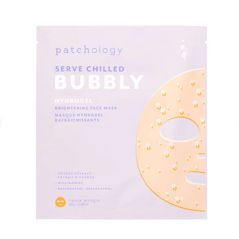 Patchology Bubbly hydrogel face mask packaging on a white background