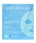 Patchology hydrogel face mask packaging on a white background