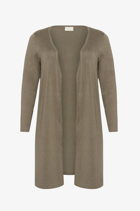 Long beige cardigan on a white background