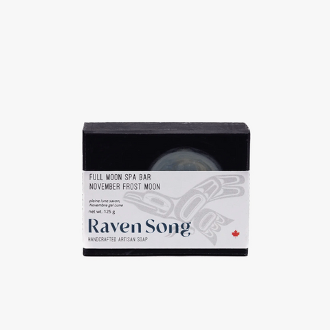 Raven Song soap bar packaging on a white background
