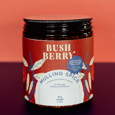 Jar of Bush Berry Mulling Spice on a dark background