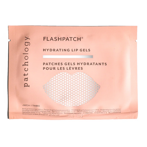 FlashPatch hydrating lip gels packaging on a website page with product details.
