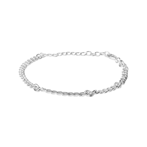 Silver bracelet on a white background