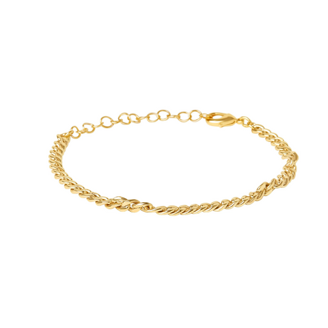 Gold bracelet on a white background