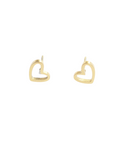 Gold heart-shaped earrings on a white background