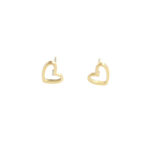 Gold heart-shaped earrings on a white background