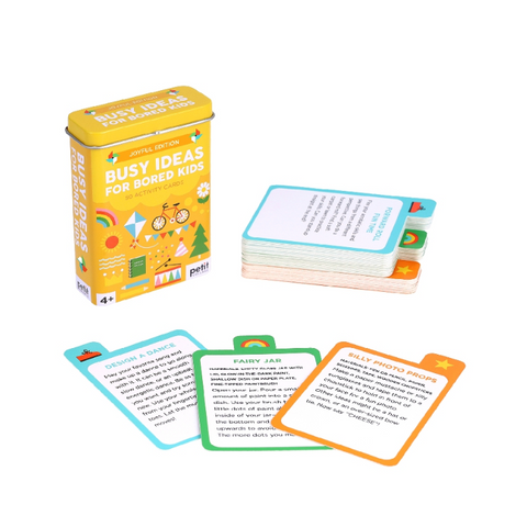 Product page for Petit Collage Busy Ideas for Boredom kit on a white background