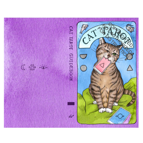 Cat Tarot card set with a purple background on a website page.