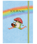 Journal with frog and rainbow design on a product page