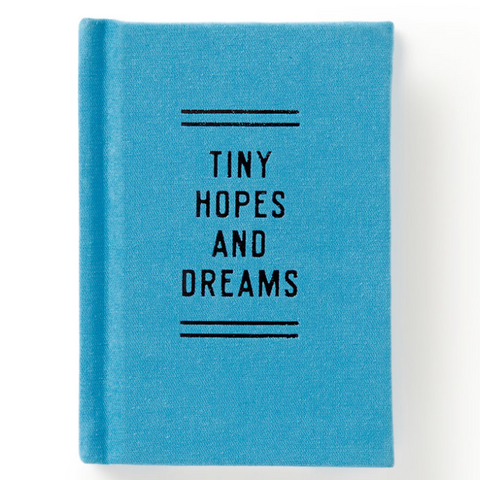 Blue diary titled 'Tiny Hopes And Dreams' with Brass Monkey branding on a white background.