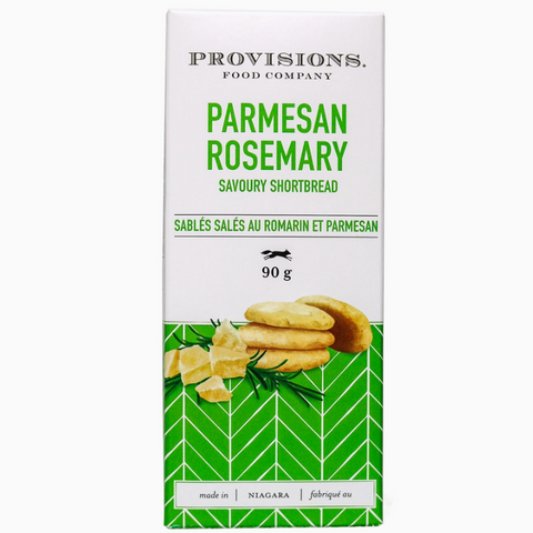 Box of Parmesan Rosemary crackers from Provisions Food Company on a white background