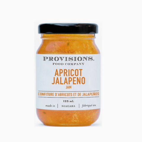 Jar of Provisions Apricot Jalapeno jam on a white background