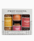 Provisions Food Company gift set with four popcorn flavors in a box.