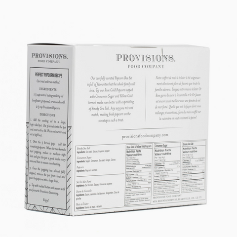 Provisions Food Company packaging with text and branding on a white background