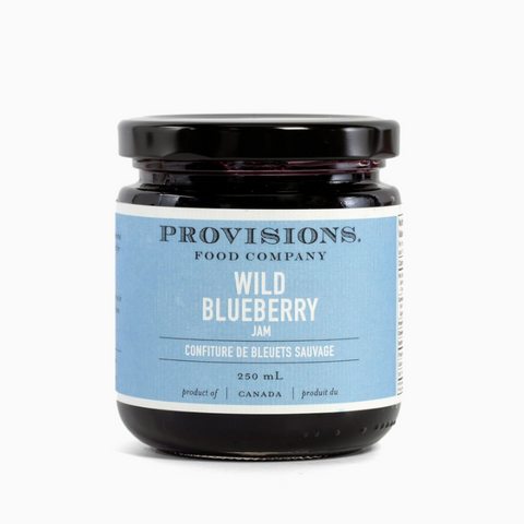 Jar of Provisions Food Company Wild Blueberry Jam on a white background