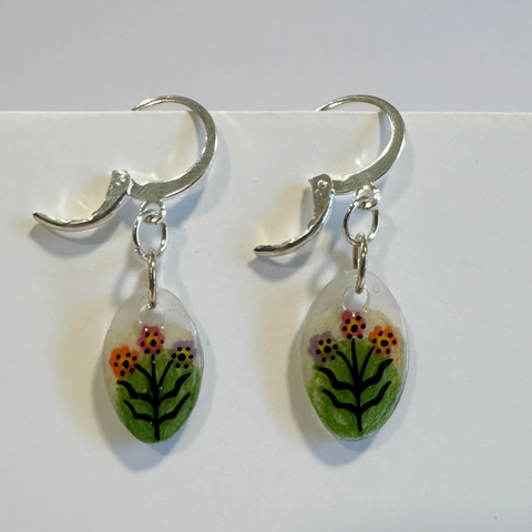 Handmade Silver Wild Sketches Earrings | 3 Flowers Motif