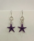 Pair of starfish-shaped earrings on a white background